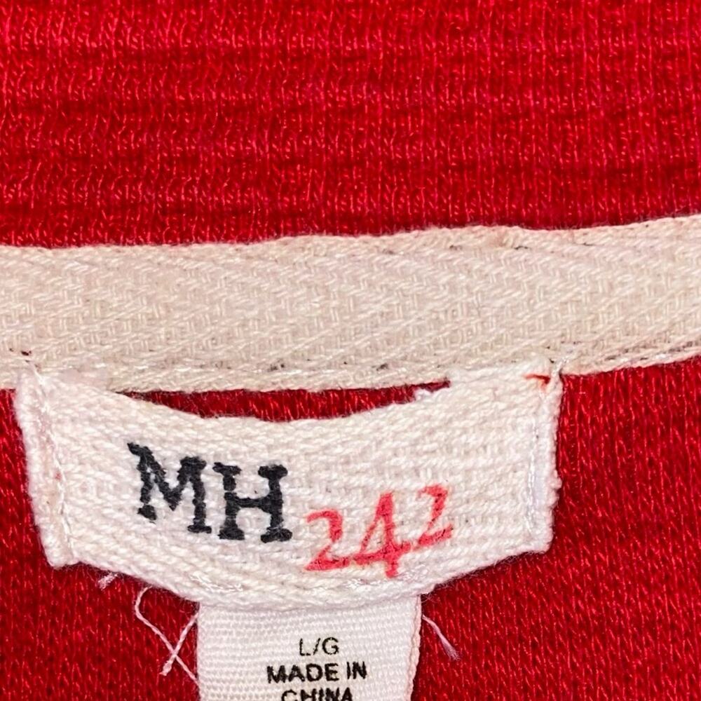 Red Waffle Knit Jacket‎ Button Front Cozy Cardigan Pockets Large MH 242 - Picture 6 of 8